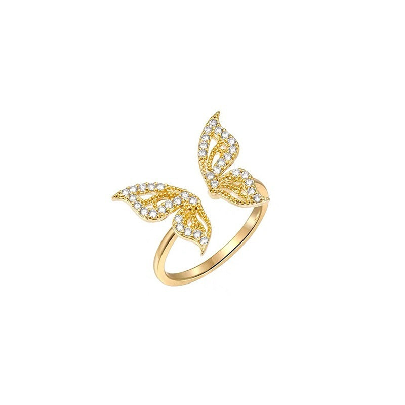 Adjustable butterfly ring bracelet